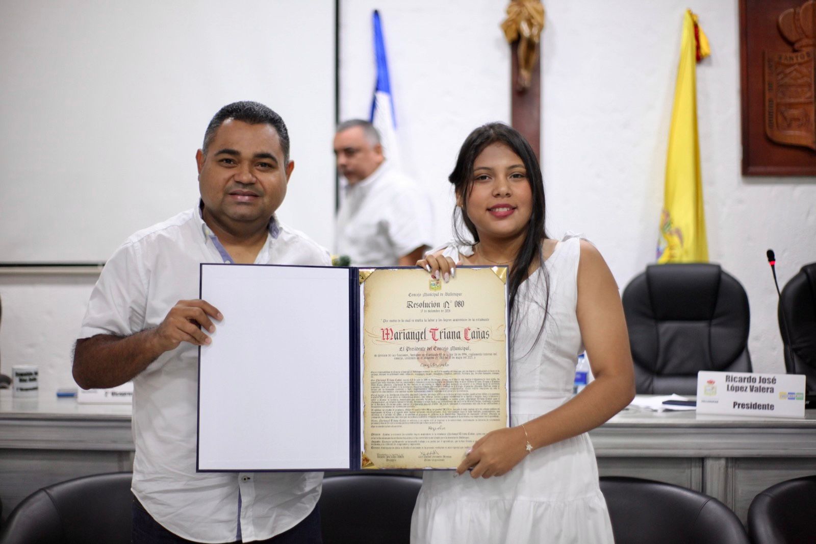 Concejal Wilber Hinojosa y Mariángel Triana Cañas, la mejor de las instituciones públicas de Valledupar.