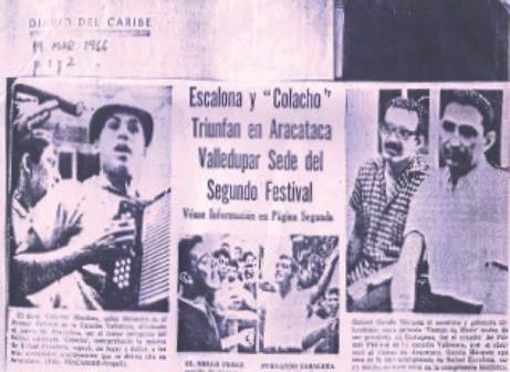 El Diario del Caribe de Barranquilla documentó el primer festival vallenato en Aracataca. Fuente:Joaquín Viloria De la Hoz