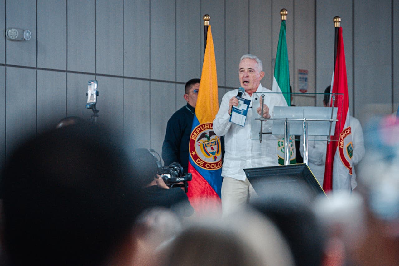 El expresidente Álvaro Uribe en el foro de precandidatos del Centro Democrático en Valledupar.