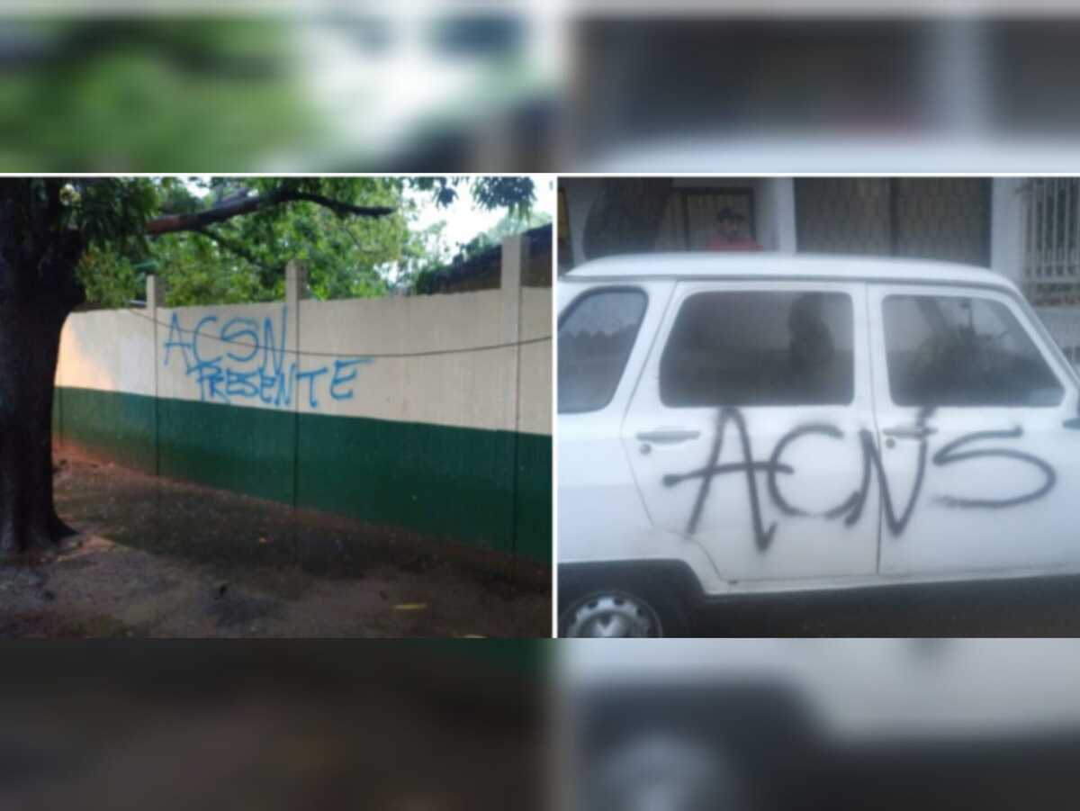 Preocupación en Valledupar por grafitis alusivos a las ACSN en colegio y vehículos