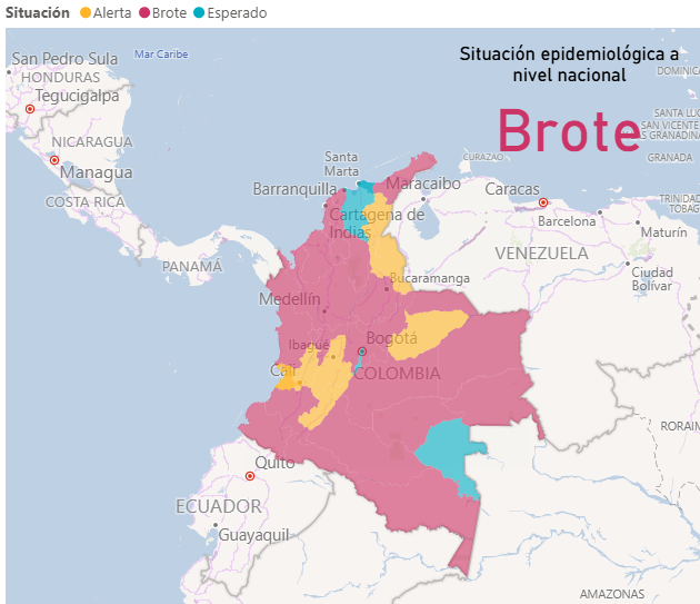 Situación nacional de contagios y brotes por dengue. Foto: INS.