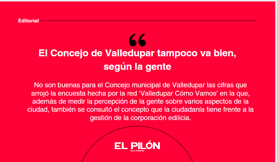 El Concejo de Valledupar tampoco va bien, según la gente