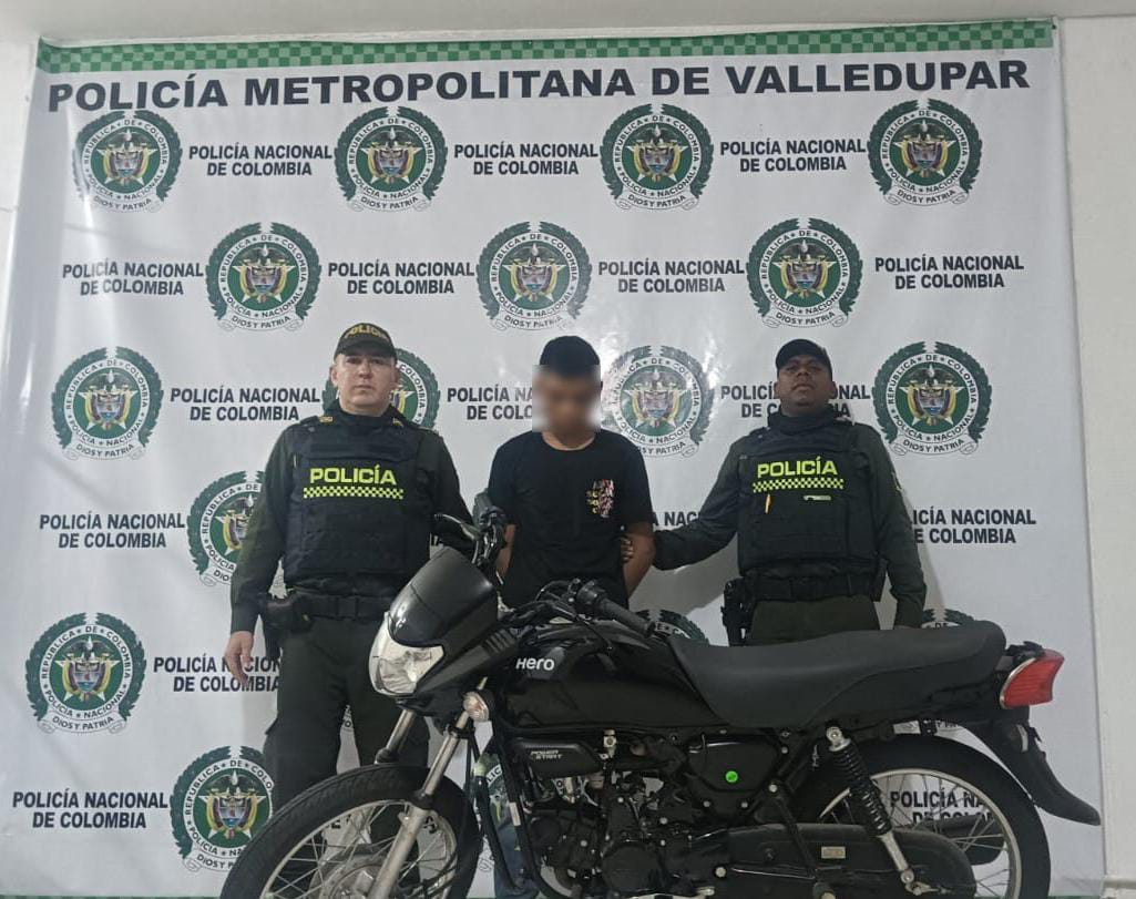 Capturado hombre tras robar motocicleta en Valledupar