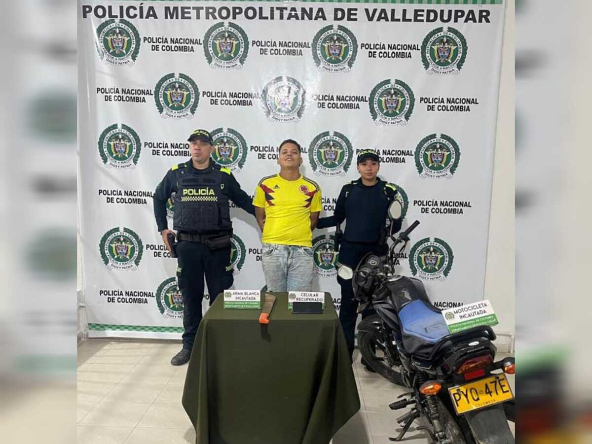 Lo capturan tras robar una moto y un celular a punta de machete en Valledupar