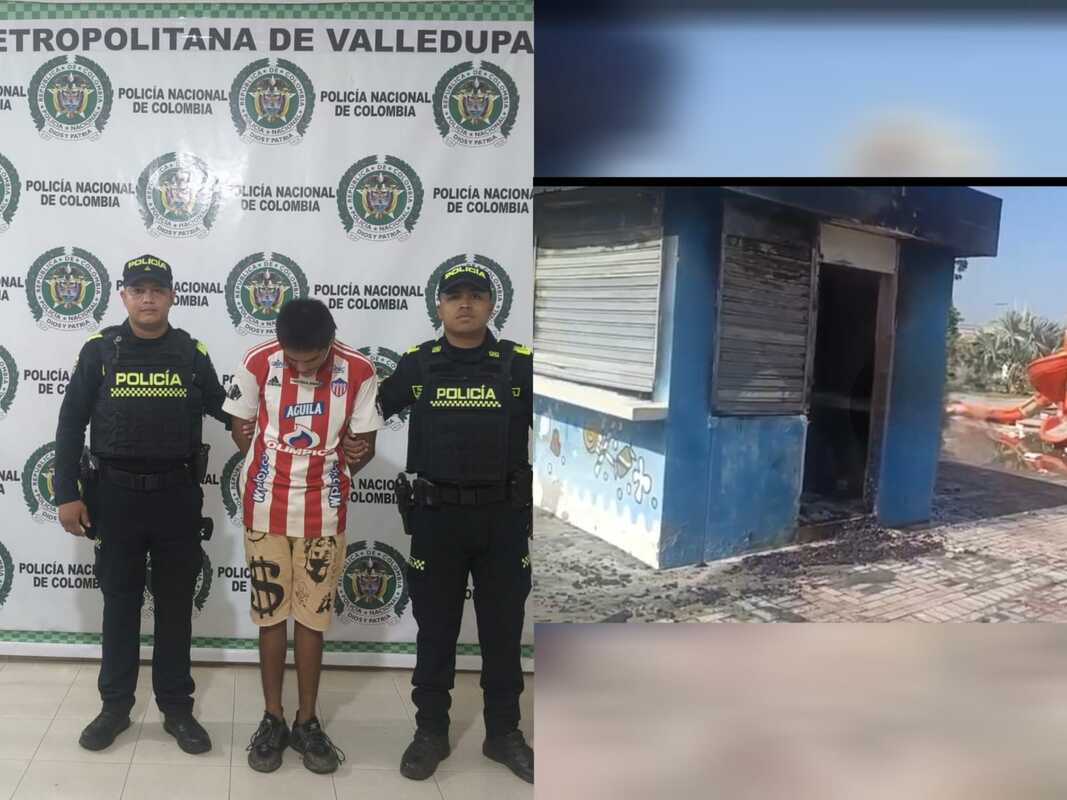 Capturan a joven que incendió un kiosco en parque de Valledupar