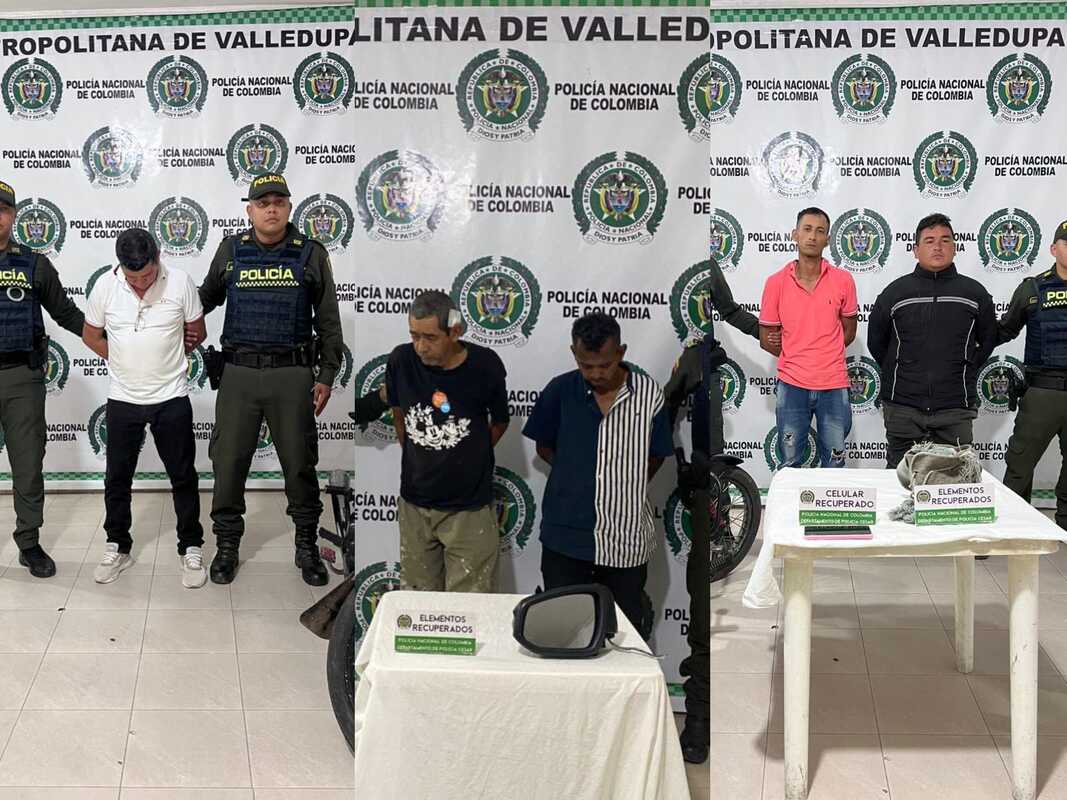 Cinco capturados en Valledupar por hurto, daño en bien ajeno y falsedad marcaria