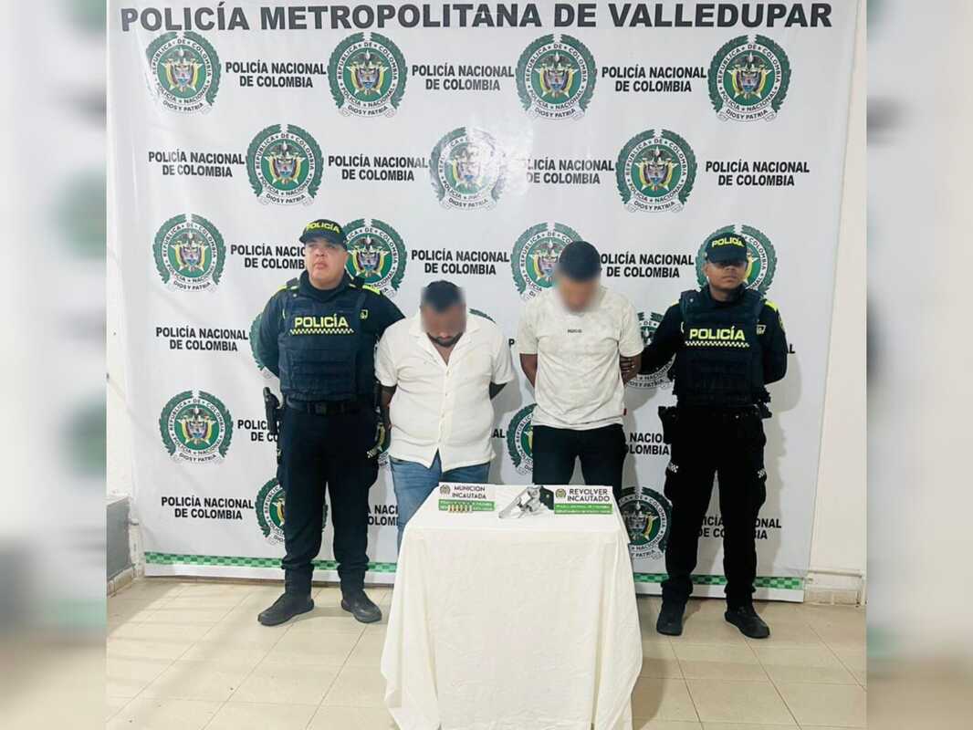 Capturados dos hombres por disparar al aire y amenazar a ciudadanos durante una fiesta en Valledupar