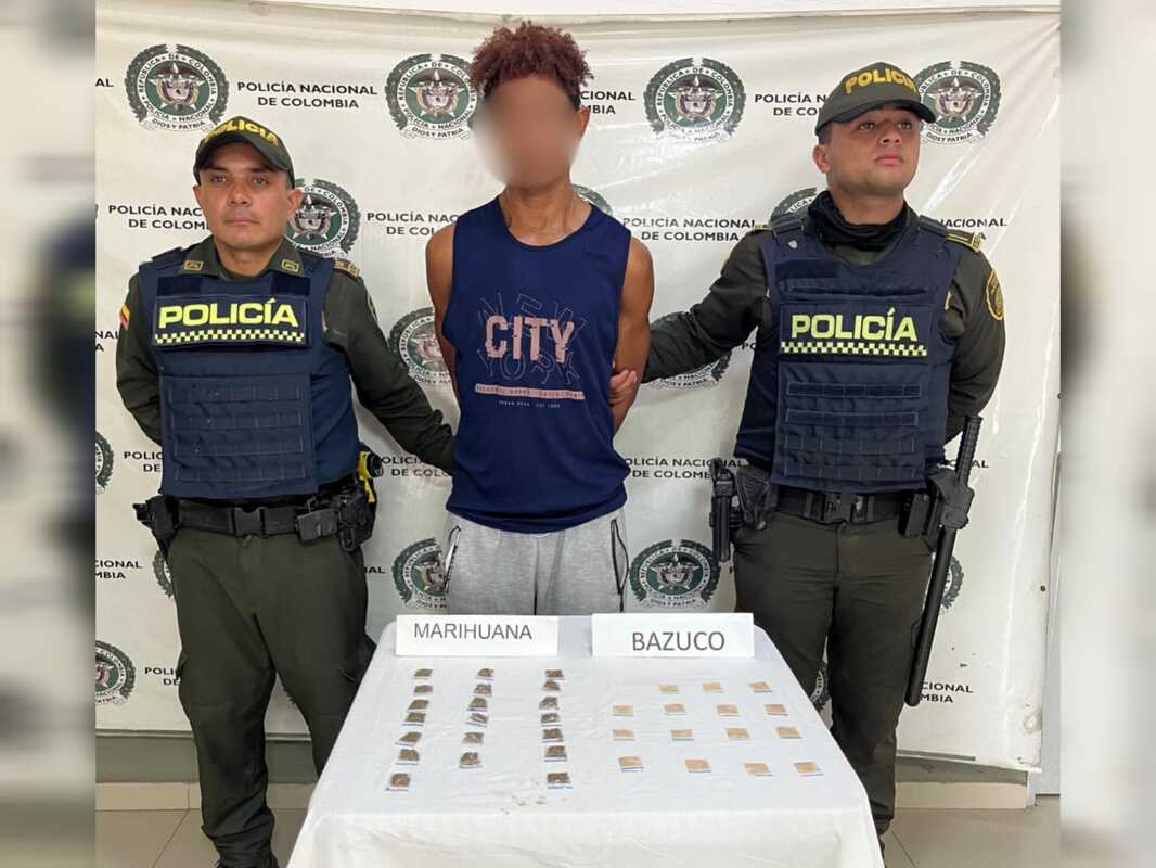 Capturan en Bosconia a hombre con 15 bolsas de bazuco y 20 de marihuana