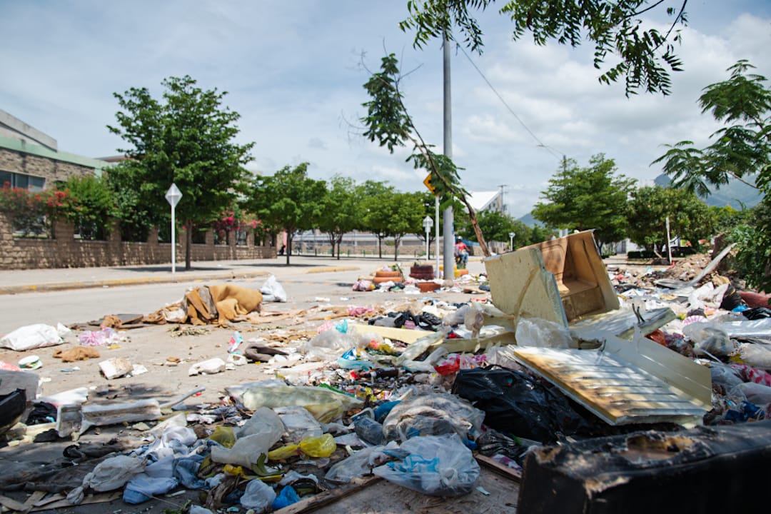 Basura acumulada y animales en descomposición a metros de la entrada del Megacolegio La Nevada. Foto: Jesús Ochoa.