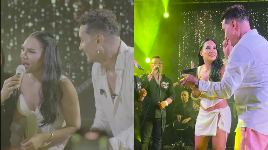 ¿Qué tal lo hace? Andrea Valdiri se le midió a cantar vallenato con Hebert Vargas