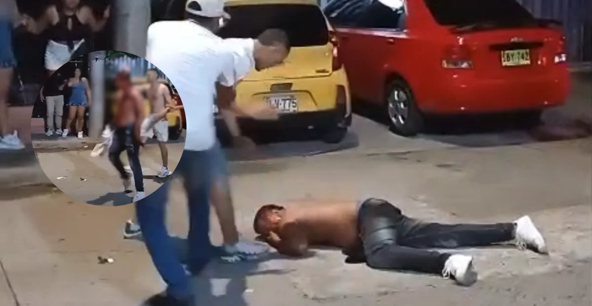 La riña registrada en video ocurrió en plena vía pública del barrio San Martín, sur de Valledupar. Foto: cortesía.