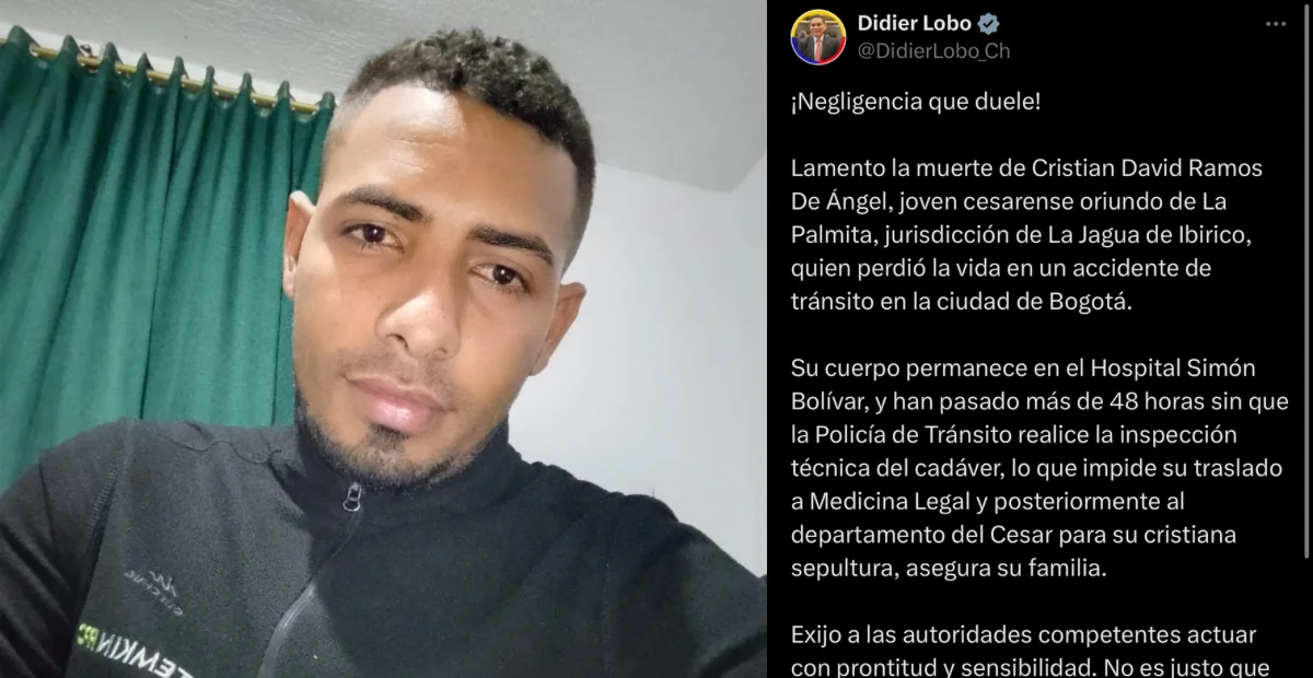 Familiares de Cristian Ramos piden celeridad en el traslado de su cuerpo desde Bogotá hasta La Jagua de Ibirico. Foto: Cortesía.