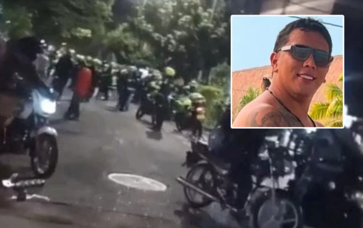 Homenaje alias Chom en Manrique con caravana de motos en Medellín