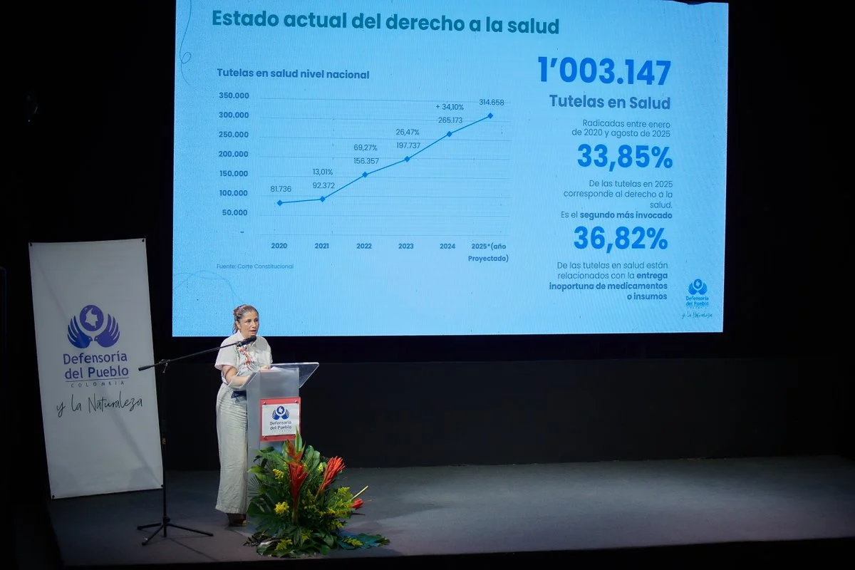 La Defensora del Pueblo, Iris Marín, presentó el informe sobre el crítico estado actual del derecho a la salud. Foto: Defensoría del Pueblo.