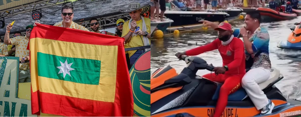 Elder Dayán cantando en la moto acuática en Cartagena. FOTO: REDES SOCIALES.