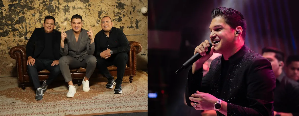 Elder Dayán Díaz junto a sus manager Rafa Daza y Carlos Bloom. FOTO: REDES SOCIALES.