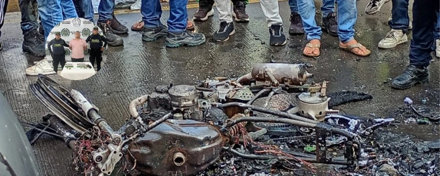 Captura persecución policial Valledupar barrio Fundadores motocicleta quemada
