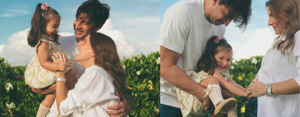 Marcela García, Sergio Chams y su primogénita, Fátima. FOTO: REDES SOCIALES.