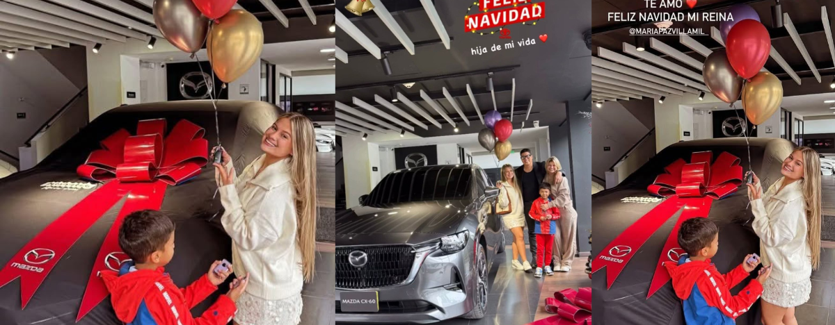 María Paz Villamil con su nueva camioneta. FOTO: REDES SOCIALES.