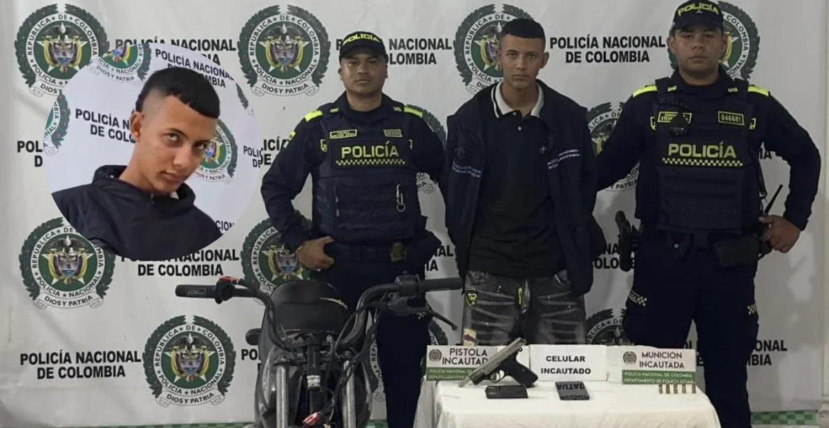 La Policía Metropolitana de Valledupar capturó al presunto responsable identificado como Kevin David Navarro Montes, de 18 años. Foto: Policía.