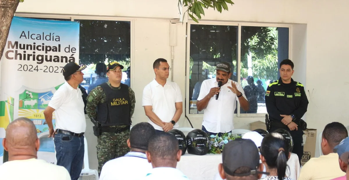 Integrantes del grupo GOES hacen presencia en Chiriguaná para reforzar los operativos de seguridad en zonas priorizadas del municipio. Foto: Gobernación.