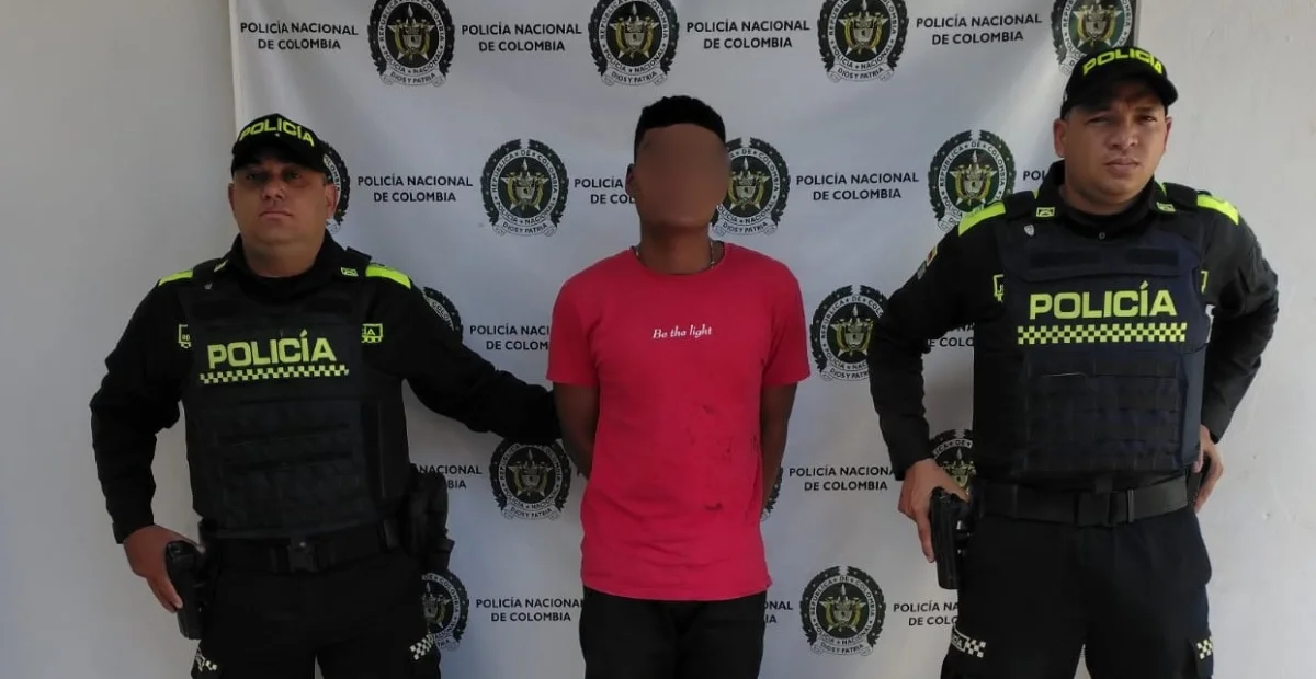 Capturado el presunto agresor, señalado de atacar a su expareja en el corregimiento de La Loma de Calenturas, municipio de El Paso. Foto: Policía.