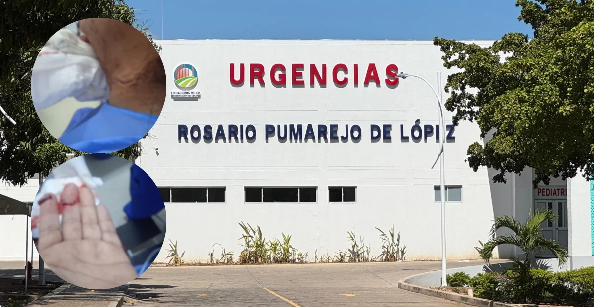 La mujer herida fue trasladada al hospital Rosario Pumarejo de López, donde permanece bajo observación médica. Foto: cortesía. 