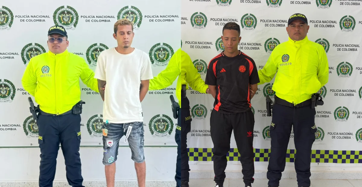 De acuerdo con las investigaciones, los capturados serían los presuntos responsables de al menos cuatro hurtos bajo la modalidad de atraco. Foto: Policía.