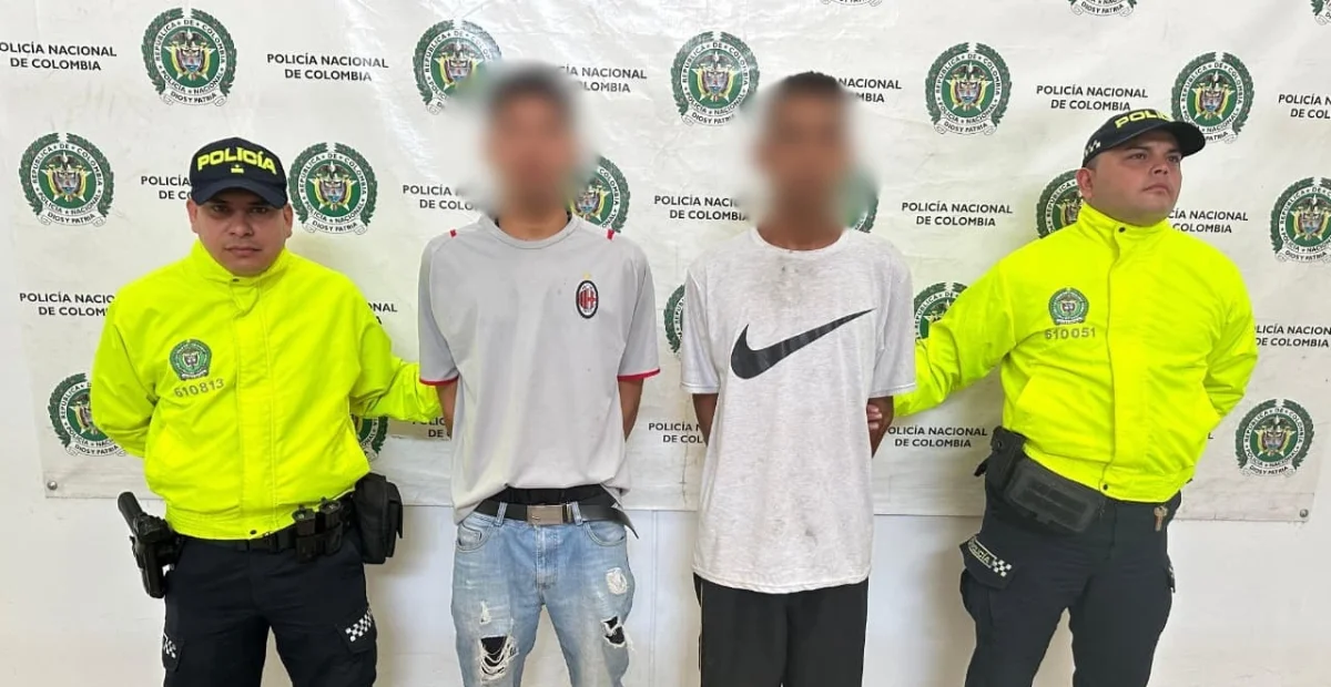 Alias ‘Morgan’ y ‘Machete’, señalados de integrar la subestructura ‘Ferney Antonio López Polo’. Foto: Policía.