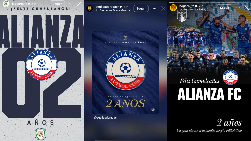 Los equipos que felicitaron a Alianza Valledupar.