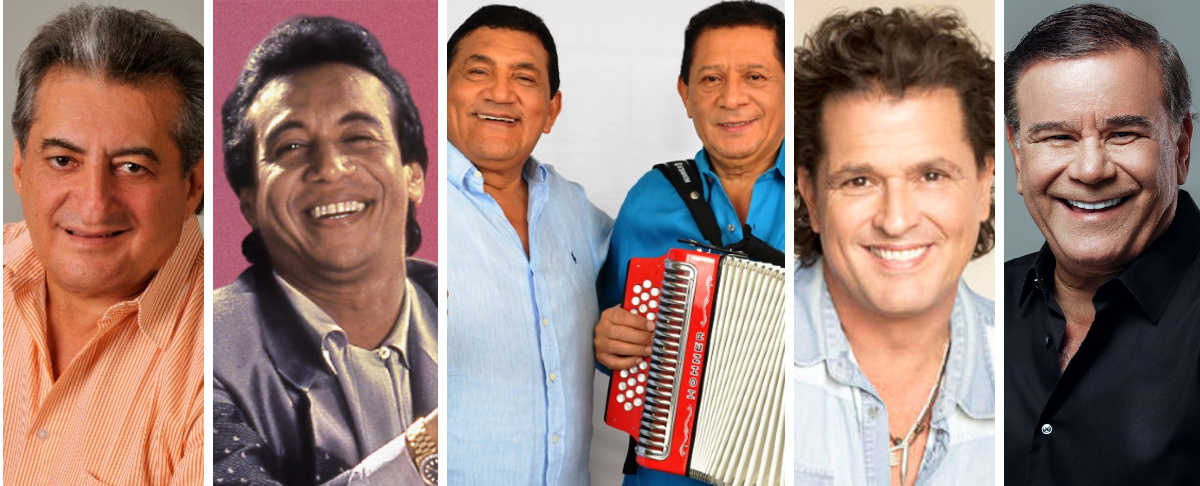 Jorge Oñate, Diomedes Díaz, Hermanos Zuleta, Carlos Vives e Iván Villazón.