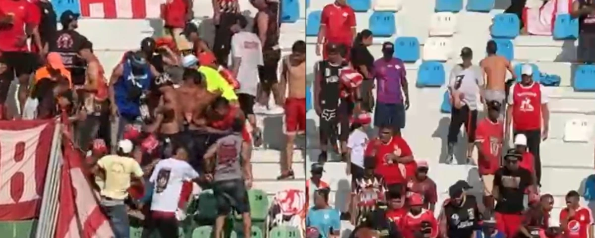 Hinchas del América de Cali se enfrentaron a golpes en la tribuna oriental del Estadio Armando Maestre Pavajeau.