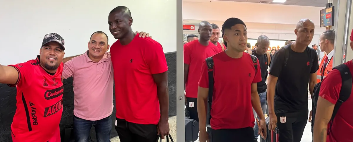 El cuadro ‘escarlata’ aterrizó sobre las 5:30 p. m. y fue recibido por varios hinchas vallenatos