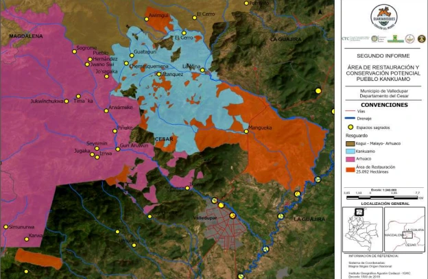 Croquis Línea Negra con 1.849.345 ha sagrados (Arhuaco-Kogui-Wiwa-Kankuamo) impactan 25 municipios como Valledupar y territorio kankuamo. Imagen: PCM.