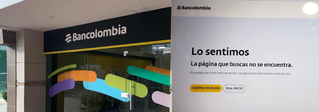 WEB-Bancolombia suspende sus canales físicos.