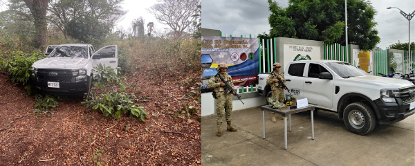 El automotor —una camioneta que según las autoridades fue robada el pasado 23 de febrero en el kilómetro 21 de la línea férrea.