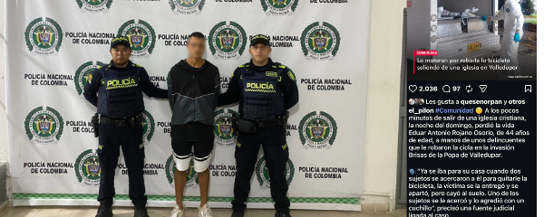 De acuerdo con la investigación, los hechos ocurrieron el 27 de febrero de 2022, cuando la víctima salía de una iglesia cristiana y fue interceptada por dos sujetos para hurtarle su bicicleta.