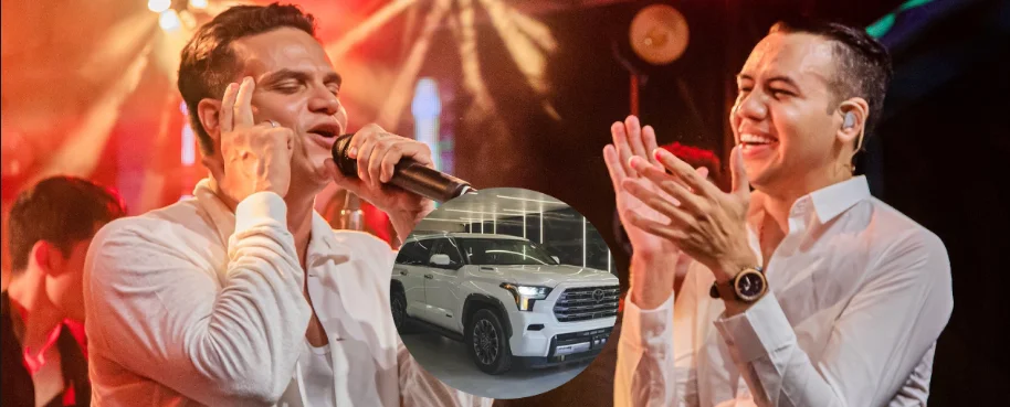 Los músicos vallenatos Silvestre Dangond y Diego Daza.