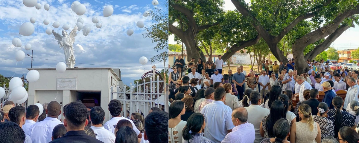 Familiares y amigos llevaron globos de color blanco para despedir a Daniela.