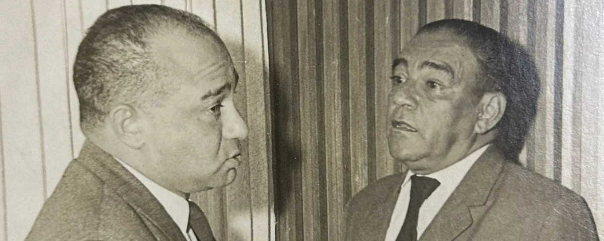 José Antonio Murgas y Clemente Quintero en Bogotá, en 1967, el día de la protocolización de la ley de creación del departamento del Cesar.