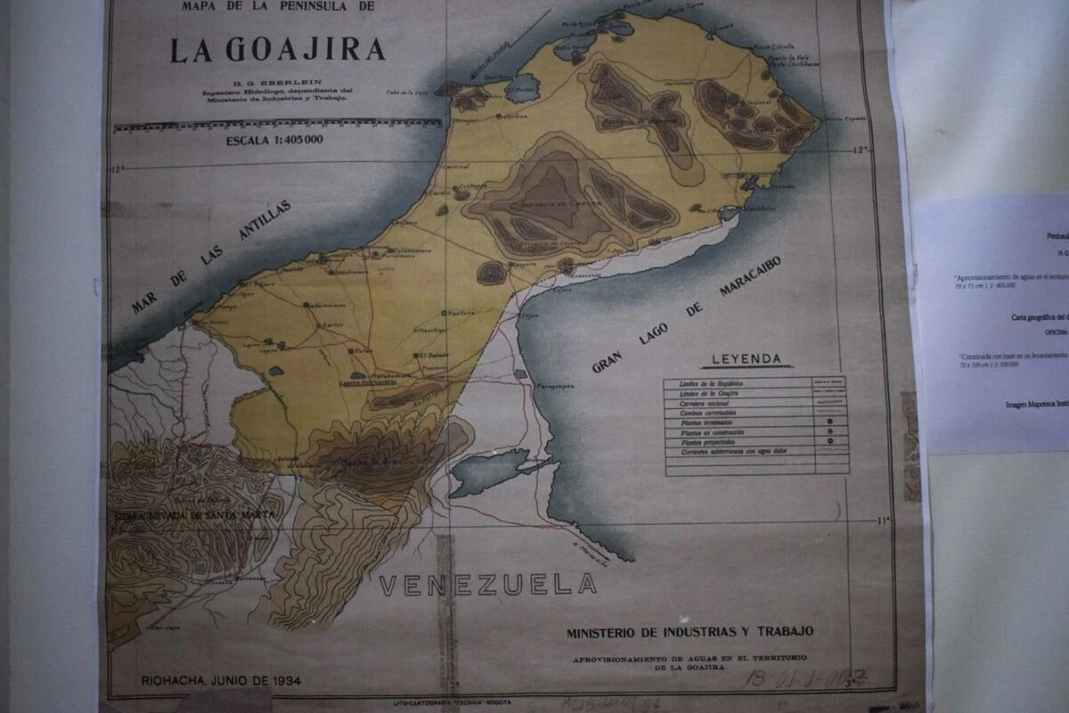 Detalle de los mapas históricos atribuidos a Agustín Codazzi que representan el territorio del actual Cesar y Valledupar, exhibidos en la muestra “Cartografía histórica del Caribe colombiano”. Foto: Said Armenta.