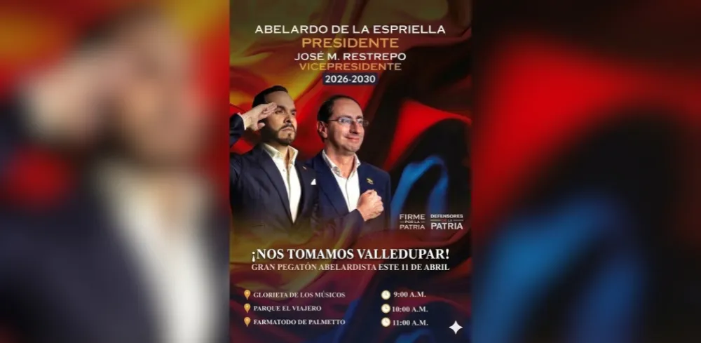 Este sábado 11 de abril, la ciudad se vestirá con la imagen del candidato en una jornada de "pegatón" para ambientar el fervor abelardista en las calles. FOTO: Suministrada