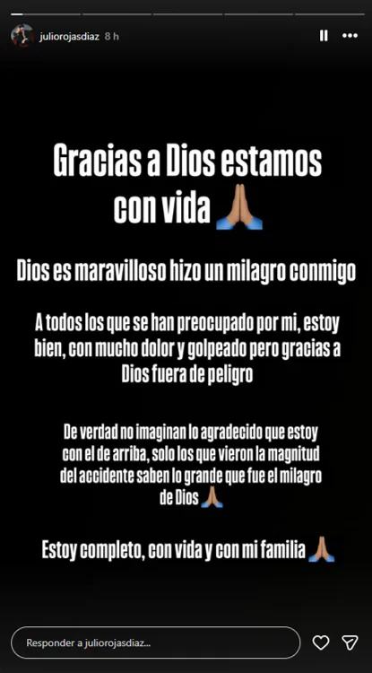 Historia de Instagram de Julio Rojas.