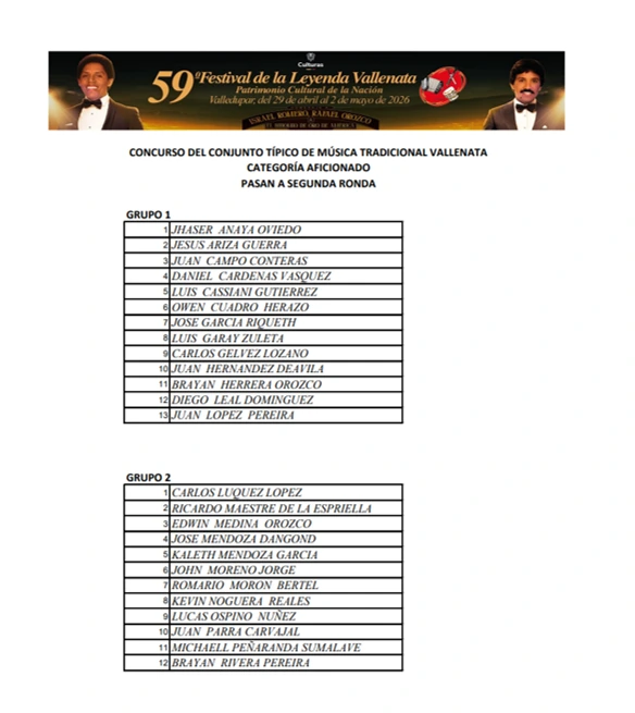 Publicación del Festival de la Leyenda Vallenata.