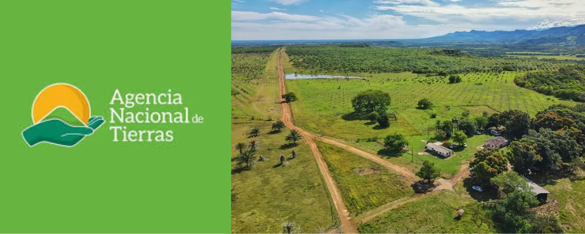 Panorámica del campo y logo de la Agencia Nacional de Tierras. FOTO: web ANT