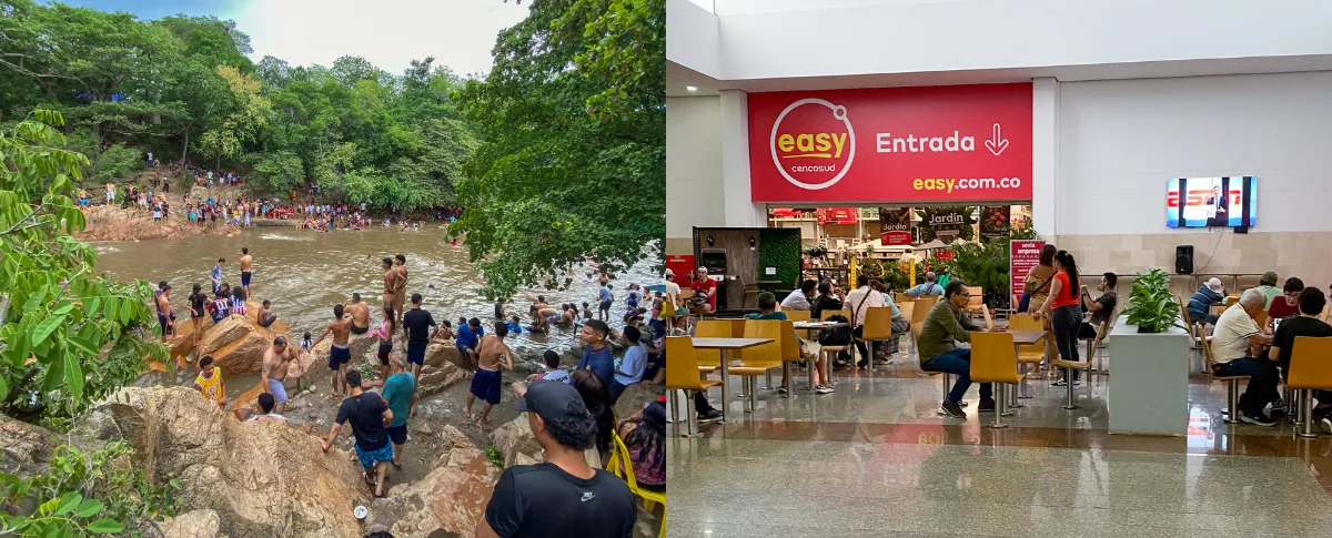 Así se vivió en Valledupar el lunes festivo sin luz: río Guatapurí y centros comerciales fueron el refugio