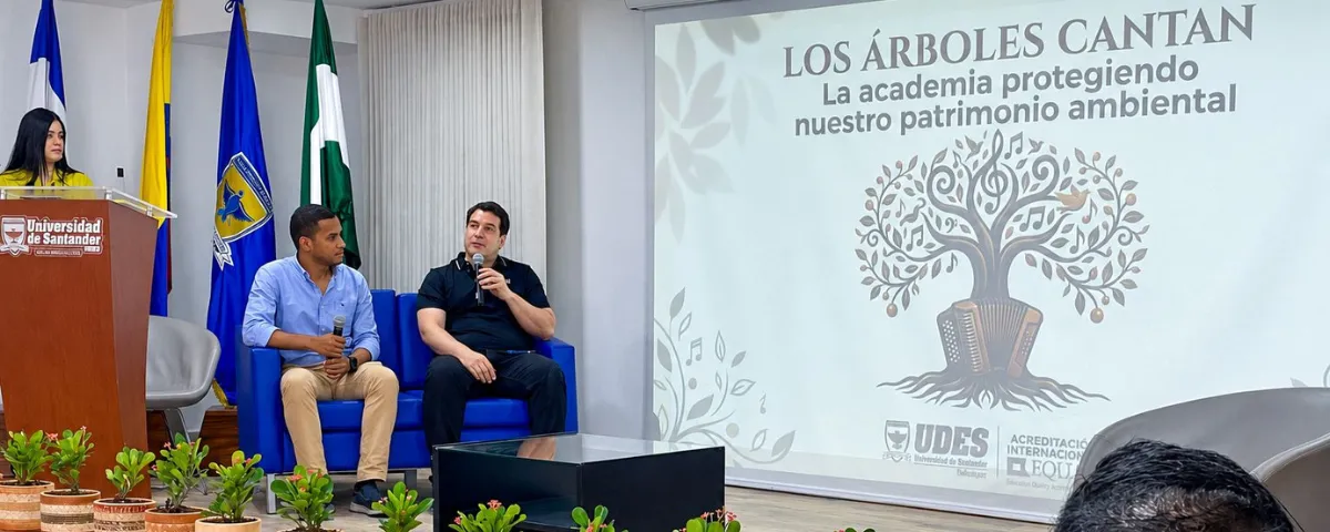 El foro “Los Árboles Cantan”, liderado por la Universidad de Santander (UDES) en alianza con la Fundación Universitaria del Área Andina y la Universidad Popular del Cesar.