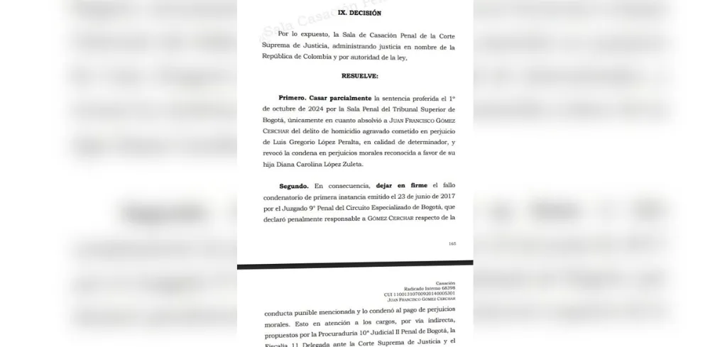 La nueva sentencia impone 31 años de prisión, una multa de 14.000 salarios mínimos legales mensuales vigentes e inhabilidad para cargos públicos por 120 meses
