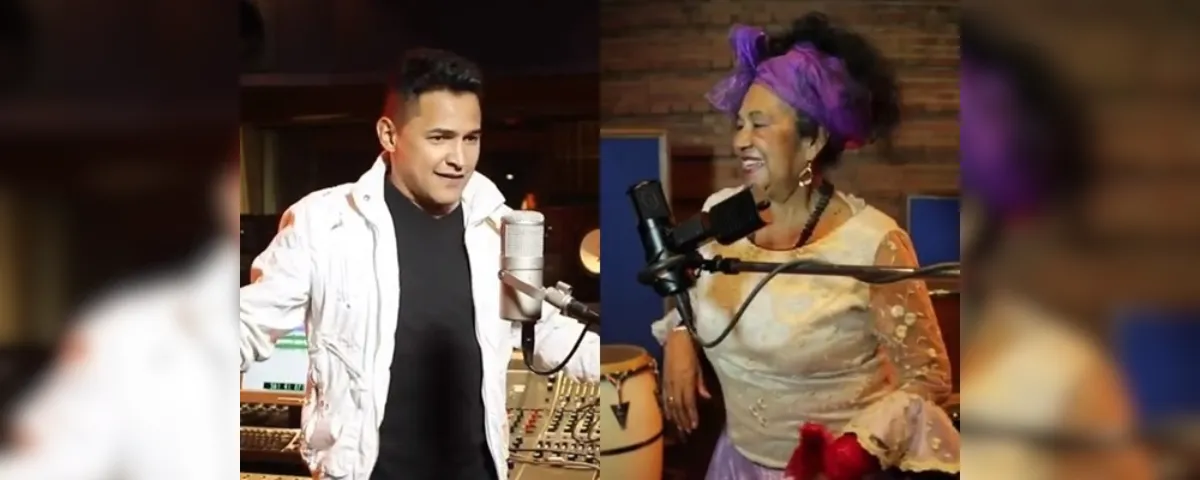 Jorge Celedón y Totó la Momposina e estudio de grabación. FOTO: suministrada