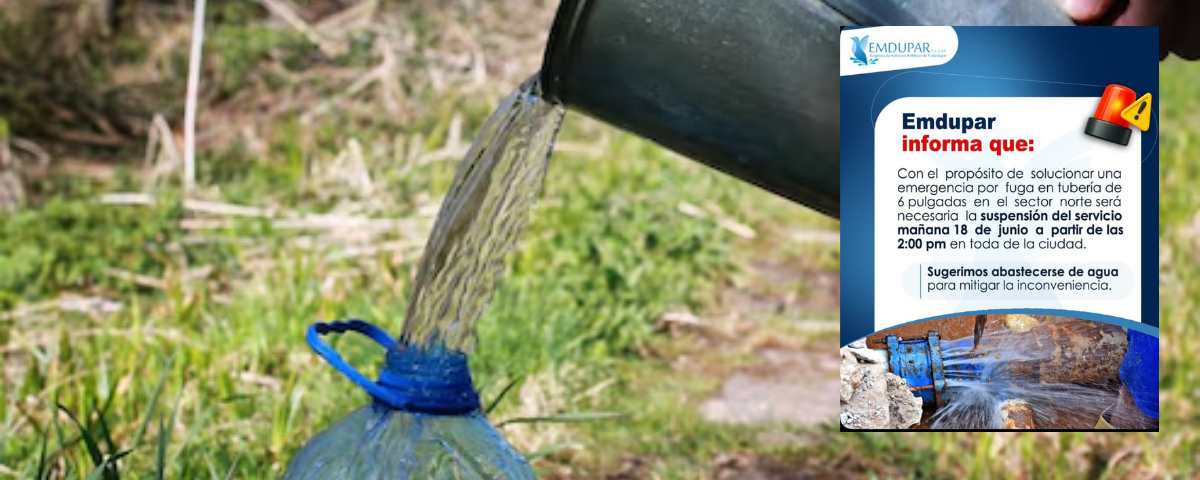 ¡A recoger agua! Emdupar suspenderá el servicio este jueves por trabajos de reparación